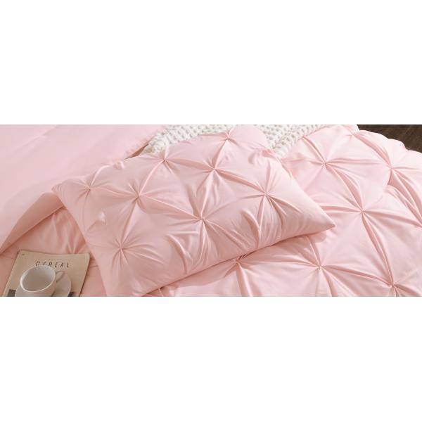 3 Pieces Pink Lightweight Pinch Pleat Comforter Set All Season Alternative