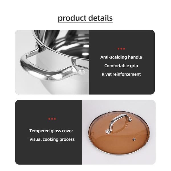 Wholesale 18/8 Stainless Steel Cooking Soup Pot Set Kitchen Ware Double Bottom Induction Pan & Pot Set Cookware Set