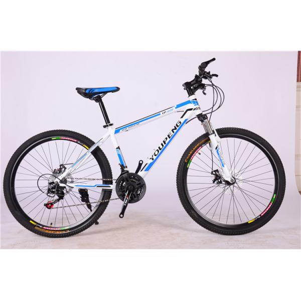 Hot sale OEM 21 speed double wall rim white hi ten steel mountain bike with suspension