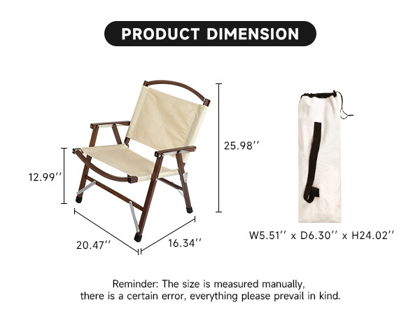 Portable wooden chair folded view