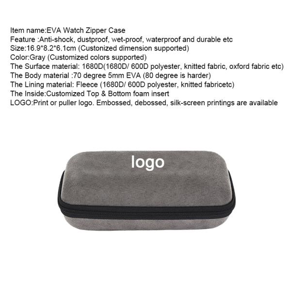 Portable Thin Eva Luxury Watch Cases , 1680D Polyester Single EVA Watch Case