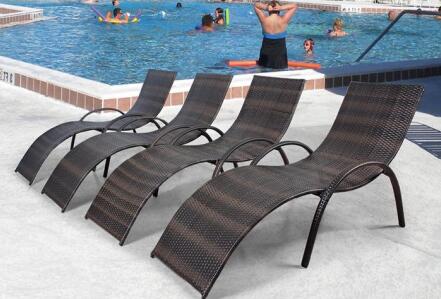 Leisure pool PE rattan sunbed outdoor chaise lounge wicker rattan sun lounger beach chair
