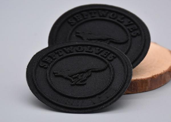 Woven Fabric Heat Transfer Labels Embossed Logo For Clothing