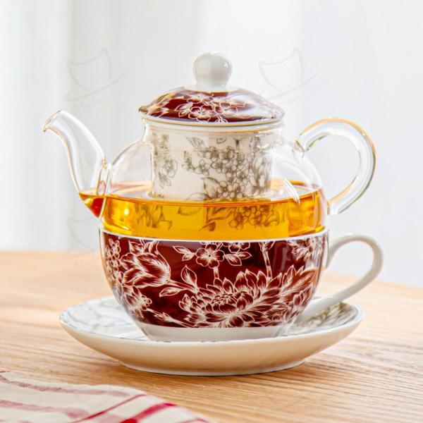 Sustainable Drinkware Type Glass Teapot Ceramic Tea Set Ideal Valentine'S Day Gift