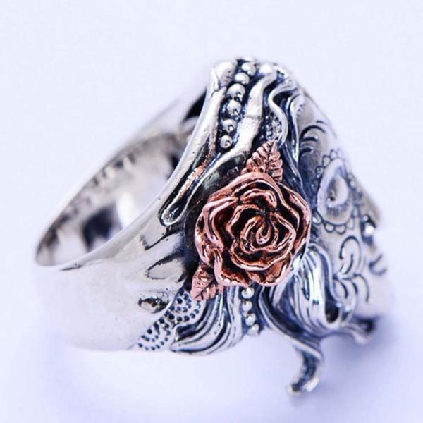 Angels and Demons Skull Style Thai Sterling Silver Men Ring(XH057006W)