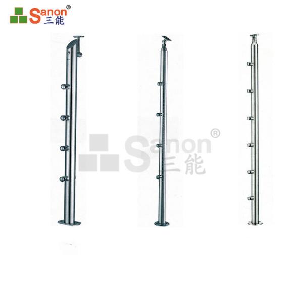 Anti-rust Wooden Stainless Steel Balusters Railing For 8mm Glass