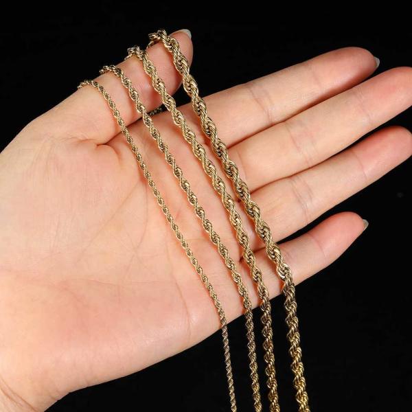 Engagement Stainless Gold Necklace Ggold Rope Chains For Men
