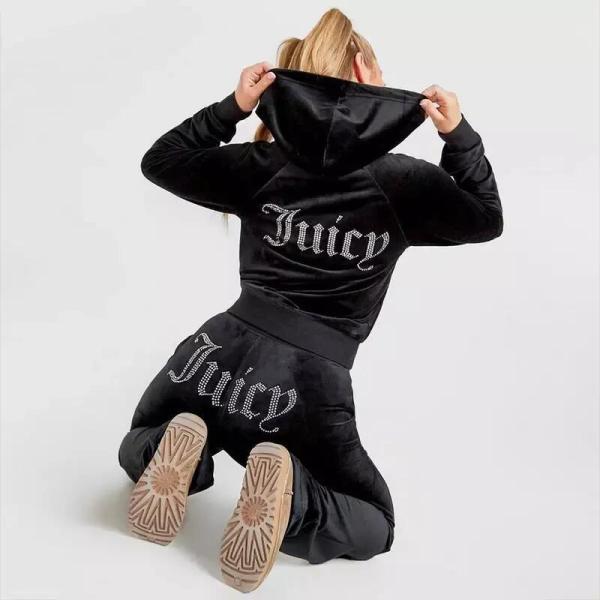Winter Wear Outfit Female Sweatsuit Set Street Wear Thick Cotton Rhinestone Velour Women Tracksuit