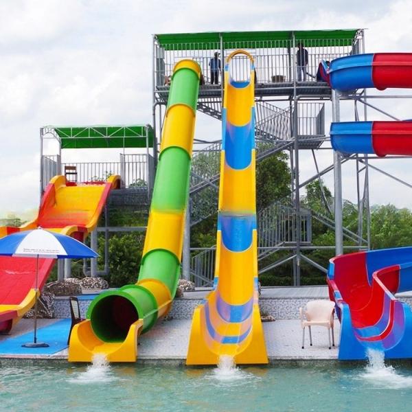 Comfortable Outside Water Slides Fiberglass Waterslides Holiday Resort Combined