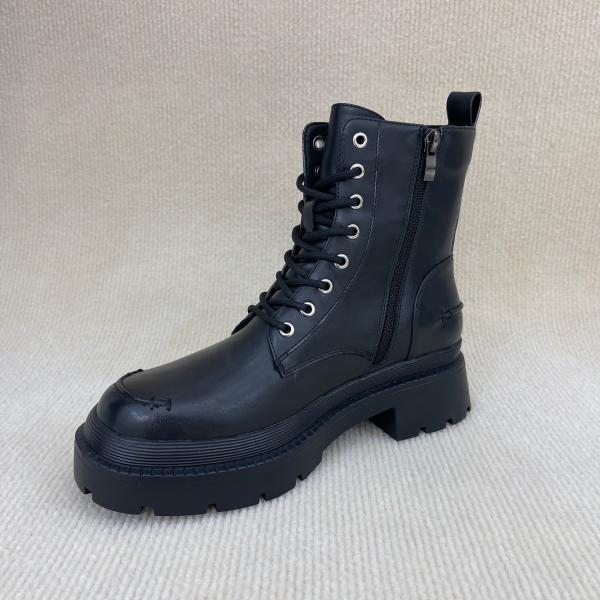 Fashion Ladies Short Boots Microfiber Black Leather Boots For Women