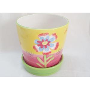 Quality Dolomite Hand Painted Ceramic Planters , Ceramic Flower Planters Earthenware Stoneware wholesale