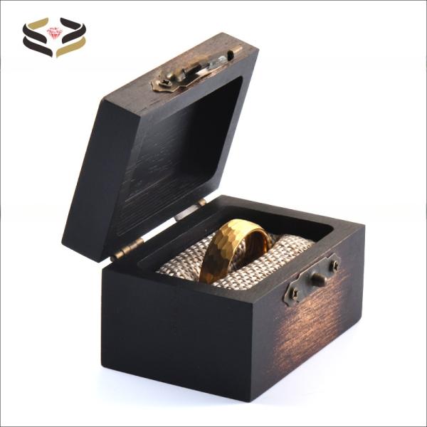 Natural Koa Wood Personalized Wooden Ring Box Engraving For Wedding Rings 60*40*36mm