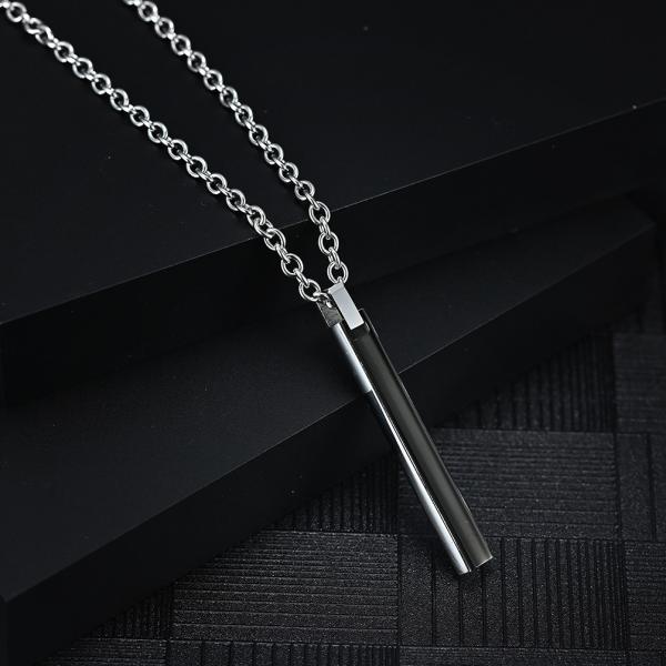 Long Dagger Pencil Pendant Necklace for Men Black Stainless Steel Cross Necklace