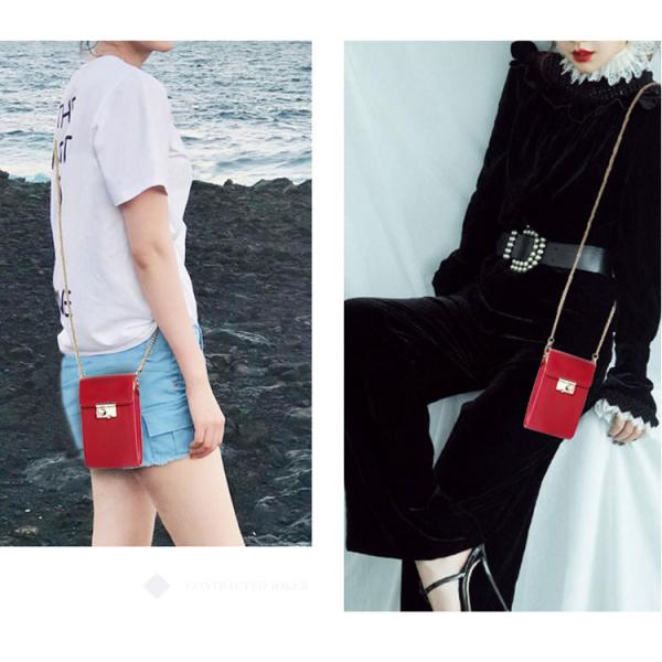 2019 new fashion Korean version of versatile vertical slant body mini bag PU leather chain mobile phone bag