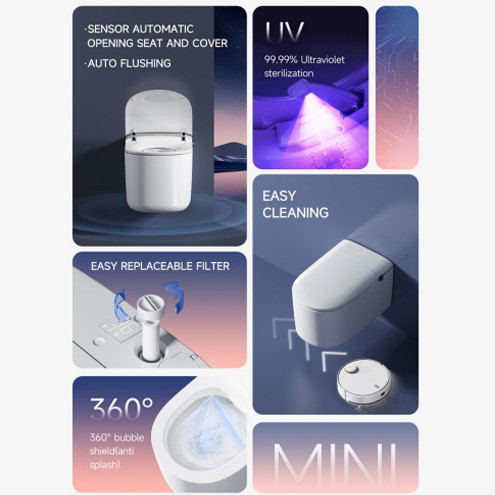 Modern Smart Toilet with Wall-Mounted Design and Remote Control for Intelligent Bathroom Seat Heating and P-Trap