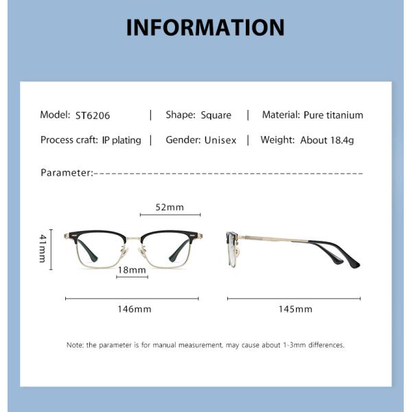 OEM Titanium Frame Combination Glasses Unisex Anti Blue Light For Reading
