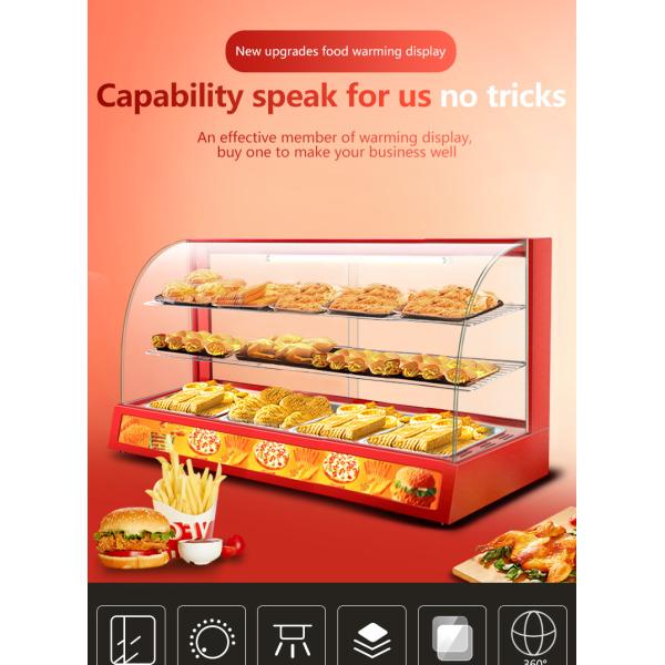 Professional Electric Red Glass Food Warmer Display Showcase with Toughened Glass