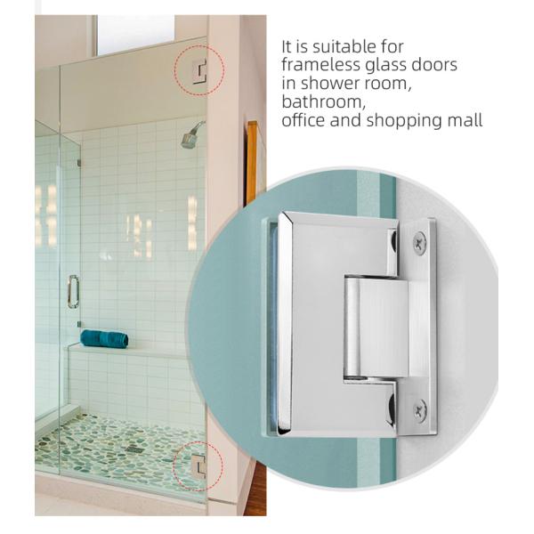 Hotel Bathroom H Type Stainless Steel Mirror Shower Glass Door Hinges 12mm Bevel Edge