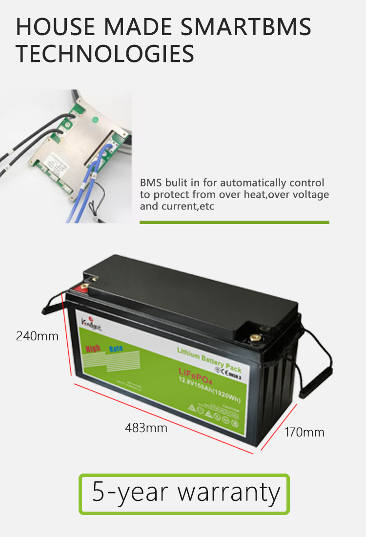 12v 150ah Solar Rv Backup Lithium Ion Battery Lifepo4 For Street Light