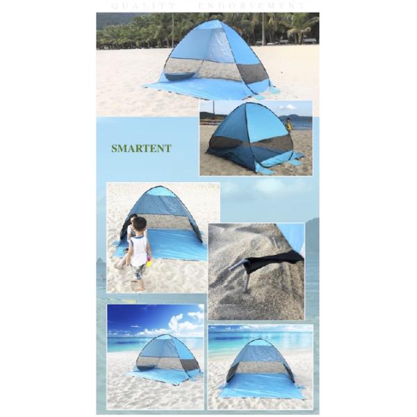 200x165x130CM 190T Polyester Pop Up Beach Tent Blue Outdoor Camping Sun Shade