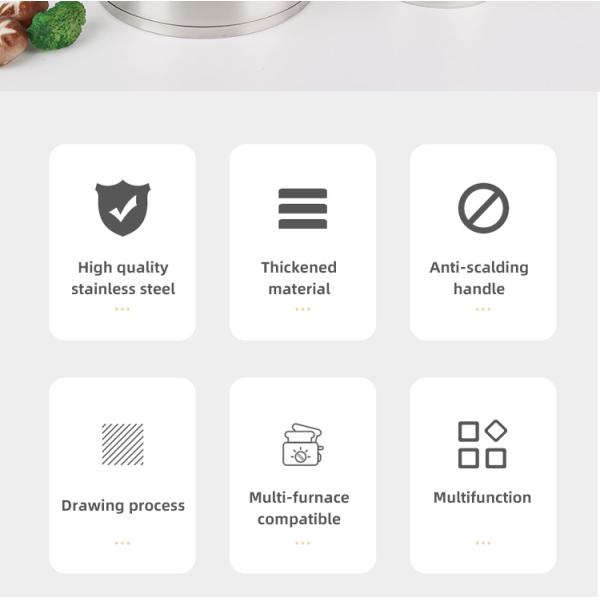 High Quality Kitchen Warethree-layer Double Bottom Stainless Steel Cookingware Set Cookware Set Cooking Pot And Pans Set