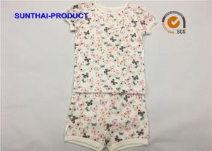 Quality Butterfly Print Children's Clothing Sets Picot Short Sleeve Top And Short For Baby Girl wholesale