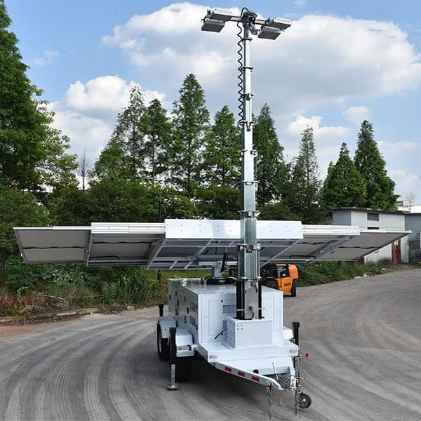 Portable Solar Light Tower Tilt 90° Electric Surveillance Light Tower Outdoor Light Tower
