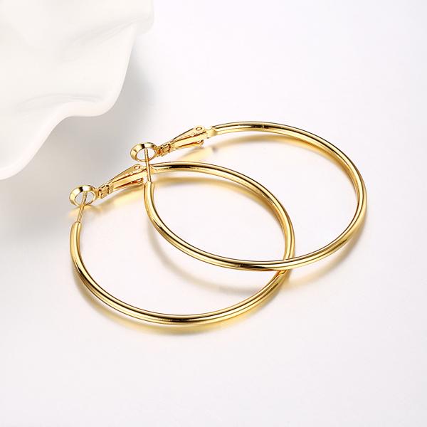 40mm Gold Plated Custom Hoop Earrings Round 8.2g Rose Gold OEM Engagement