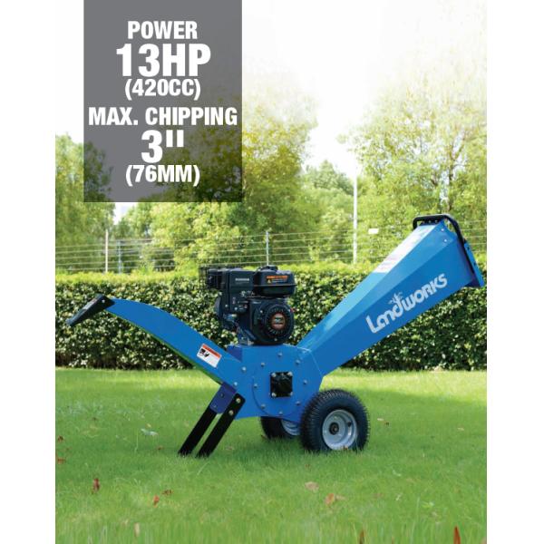 13HP Wood Chipper Shredder Double Sides Blades With Adjustable Discharge Chute