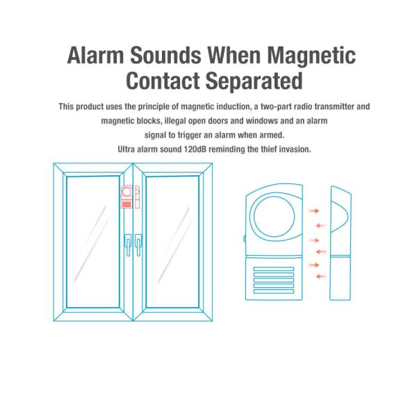130dB Magnetic Door Window Mini Alarm Chime With Key Button CX88B