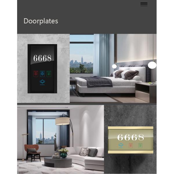 Black / Champagne Hotel Door Plate 150x250mm Size Tempered Glass Material