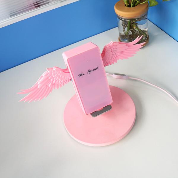 Cute Plastic Phone Wings Wireless Charger 5V 1.67A With LED Light