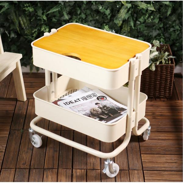 Nordic Two Tier Iron Trolley Coffee Table , L435mm Trolley Coffee Table