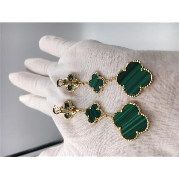 18K Gold Luxury jewe factory earrings 3 motifs malachite 18K yellow gold jewelry