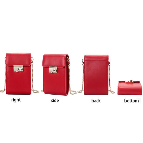 2019 new fashion Korean version of versatile vertical slant body mini bag PU leather chain mobile phone bag