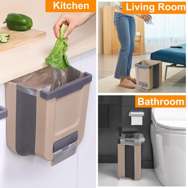 New Product Hanging Garbage Can Kitchen Cabinet Wall Mounted Folding Waste Bin