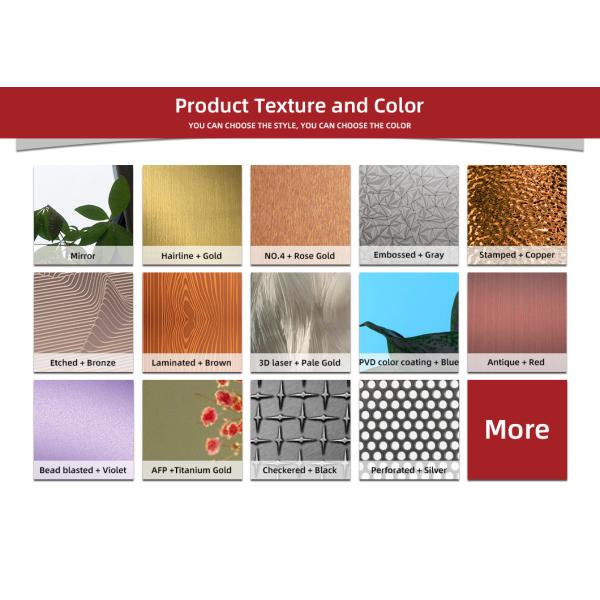 304 316L Stainless Steel Material 0.3-3.0 Thick Anti-fingerprint Surface Finish PVD Coated Stainless Steel Sheet