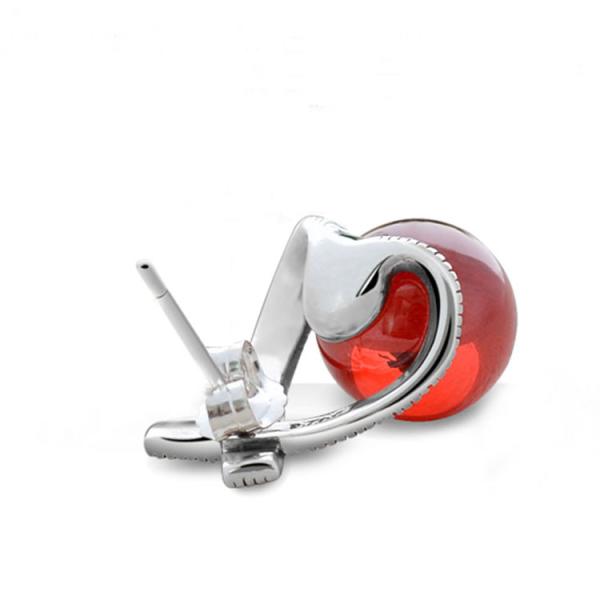 Vintage Thai Sterling Silver Red Cubic Zirconia Marcasite Earrings (E12285)