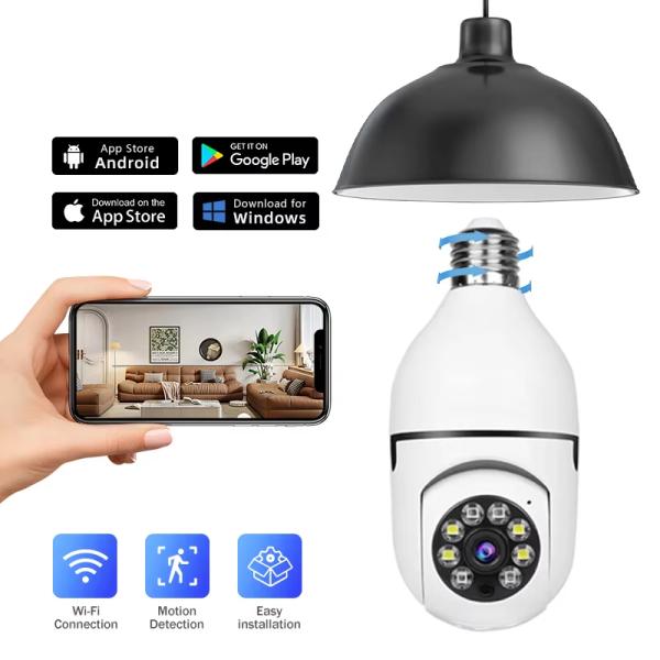 Smart E27 Light Bulb Camera With Audio 4mp Dual Light Pan Tilt Auto Tracking Tuya Smart Home Security Camera