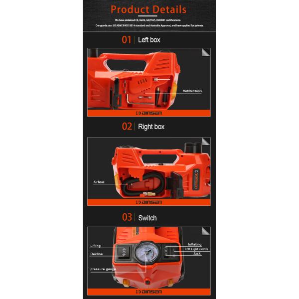 450mm Max Height Electric Hydraulic Car Jack 3 Ton With Switch