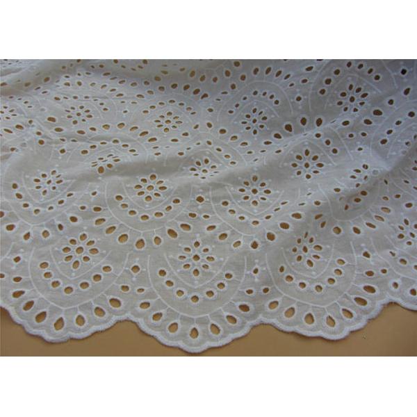 Chemical Vintage Eyelet 100% Cotton Lace Fabric For Lady Shirt And Suit Anti Static