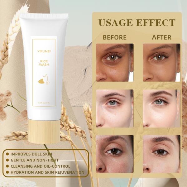 Natural Organic Rice Cleansing Foam Wash Deep Cleanse Facial Pore Soothing Moisturizing Anti Acne Exfoliating Face Cleanser