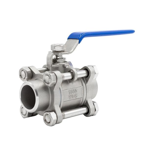 Acid Resistant Stainless Steel SS316 or SS304 1000psi 3 Pieces Casting Butt Weld Ball Valve