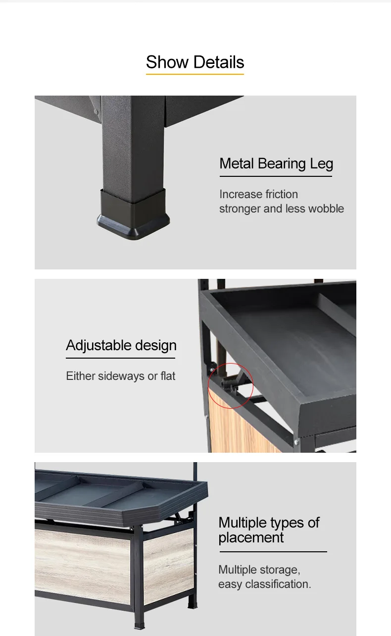 Wooden Fruit And Vegetables Shelves Display Rack For Supermarket