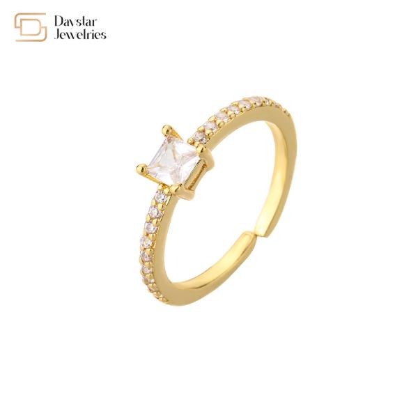 Women Men Wedding Engagement Heart Diamond Rings Adjustable 18k Gold Plated