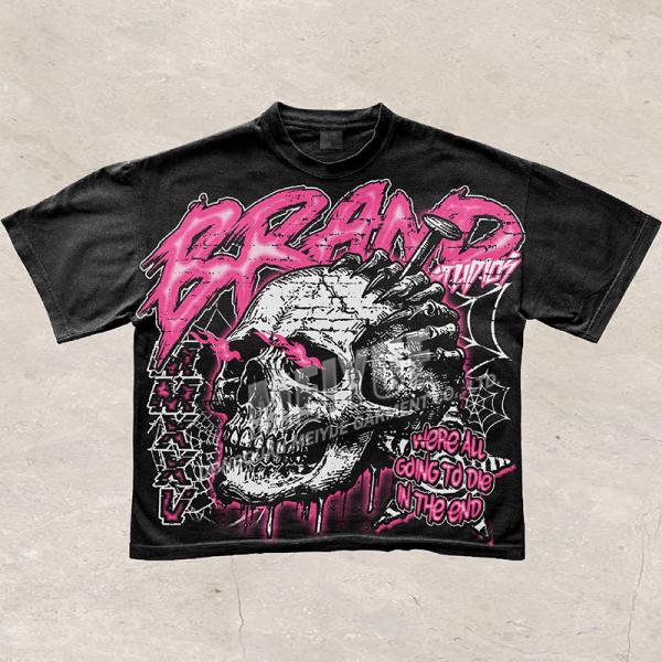 Summer Track Suit Boxy Dtg Crack Screen Print Cropped Acid Wash Vintage Tshirt Shorts Set 2 Piece Short Set Custom Logo