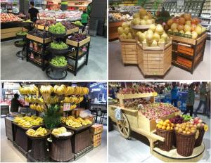 China Wrought Iron Fruit And Vegetable Rack for supermarket Powder coating on sale