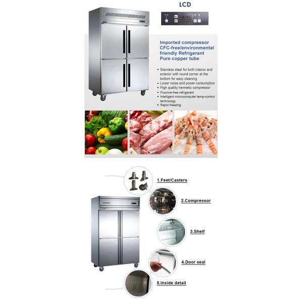 Commercial Stainless Steel  2 Doors Freezer GN Upright Refrigerator Hotel Restaurant Kitchen Chiller Freezer