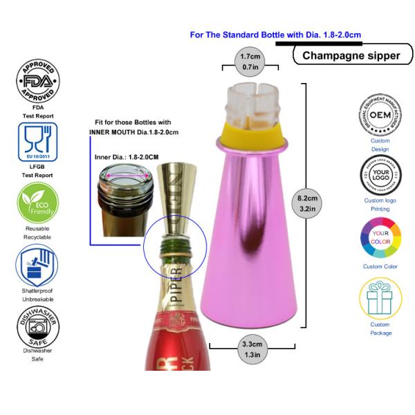 Reusable Plastic Silicone Prosecco Sippers Wine Champagne Bottle Sipper Pourer