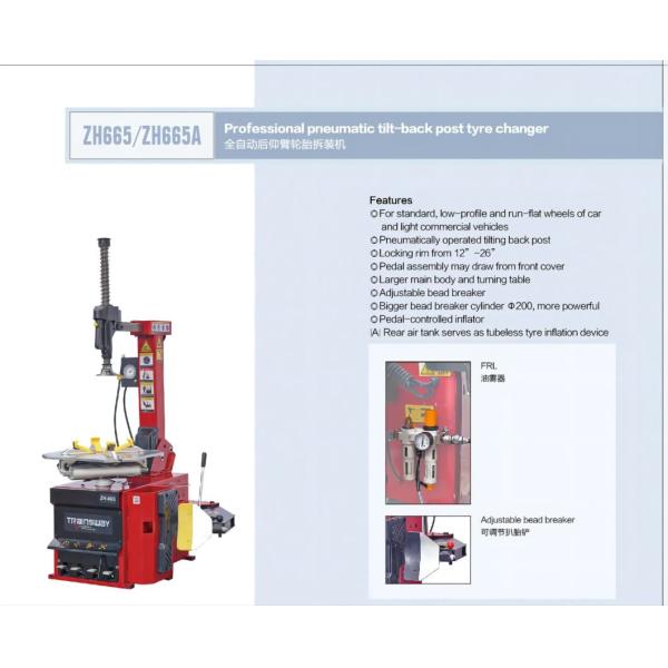 Professional Pneumatic Tilt-Back Post Tyre Tire Changer Trainsway (ZH665A)